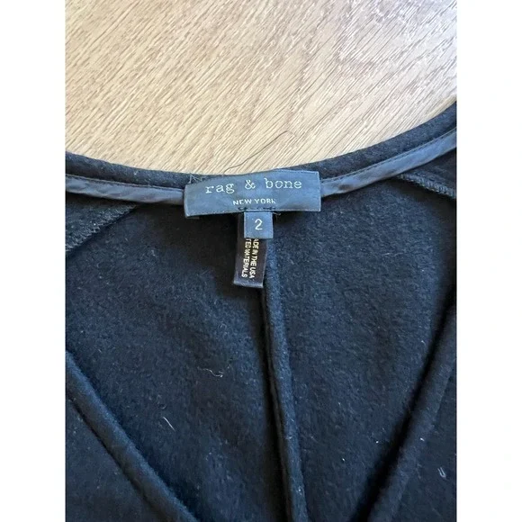 Rag Bone Black Wool Blend Zipper‎ Front Long Sleeve Dress Size 2 - Picture 8 of 11